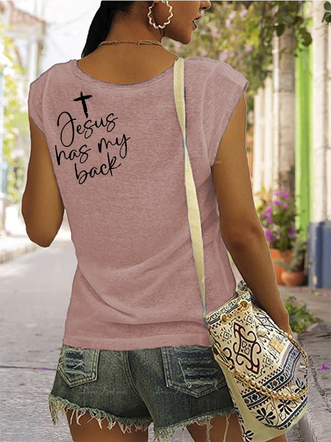 Women's Love Like Jesus Jesus Has My Back PINT Printed Vest