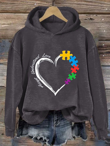 Women'S Casual Autism Awareness Printed Long Sleeve Sweatshirt