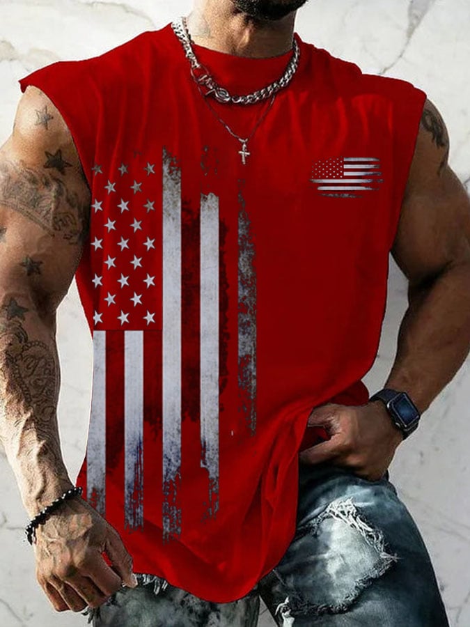 Men's Vintage Flag Print Tank Top