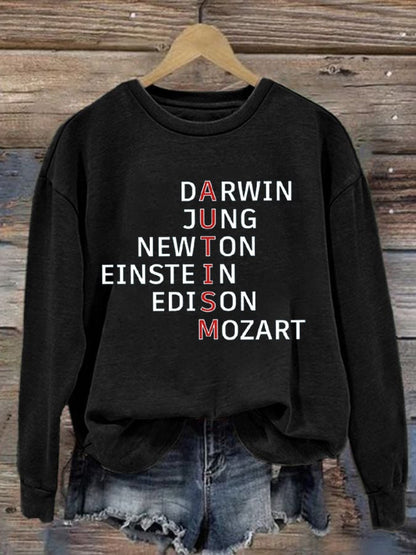 Women's Autism Awareness Print Casual Sweatshirt